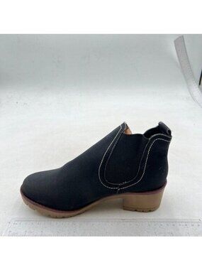 Women Stacked Chunky Low Heel Walking Ankle Boots Closed Round Toe Ankle Black